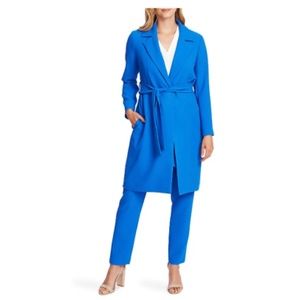 Vince Camuto Parisian Crepe Wrap Trench Belted Lined Coat 2XS XXS BLUE NWT